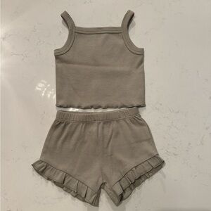 Quincy Mae Evie Ribbed Tank and Ruffle Shorts Set